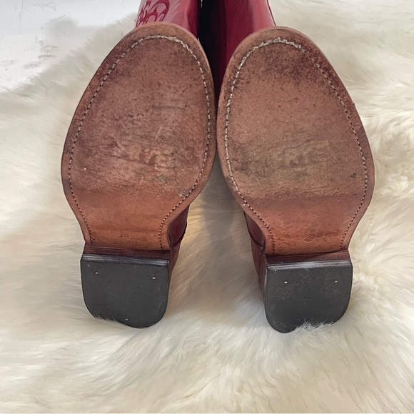 Frye Cherry Red Leather Riding Boots - Picture 12 of 13